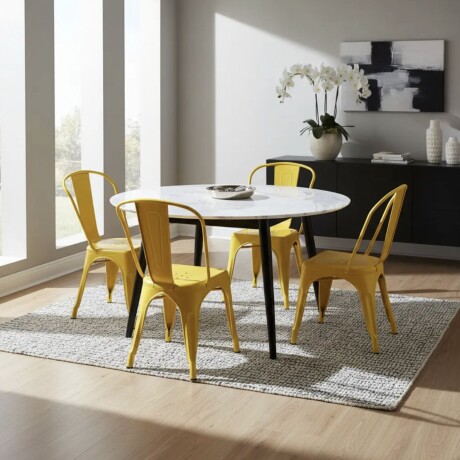 Pack 4 Sillas Tolix Lumax Metálicas Para Comedor Y Cocina Diseño Retro Resistente Amarillo