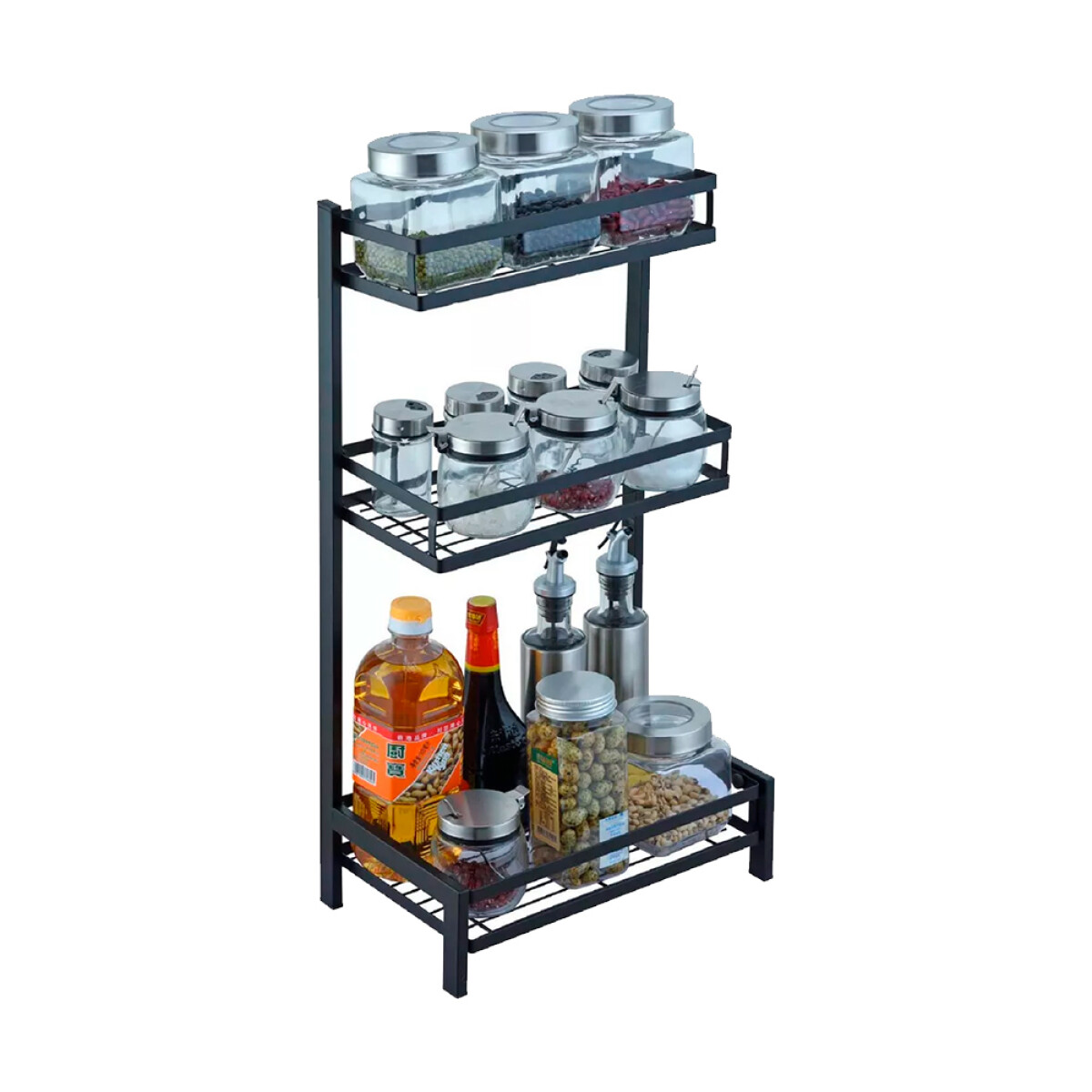 Organizador de Cocina Mesada 3 Niveles Metal Negro 812-12 