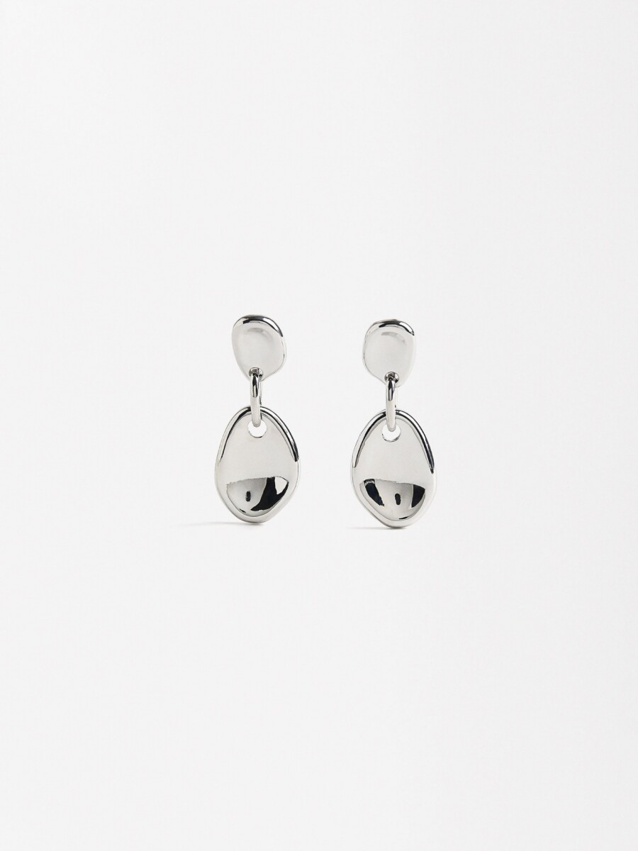 Pendientes Ovalados Cóncavos plateado