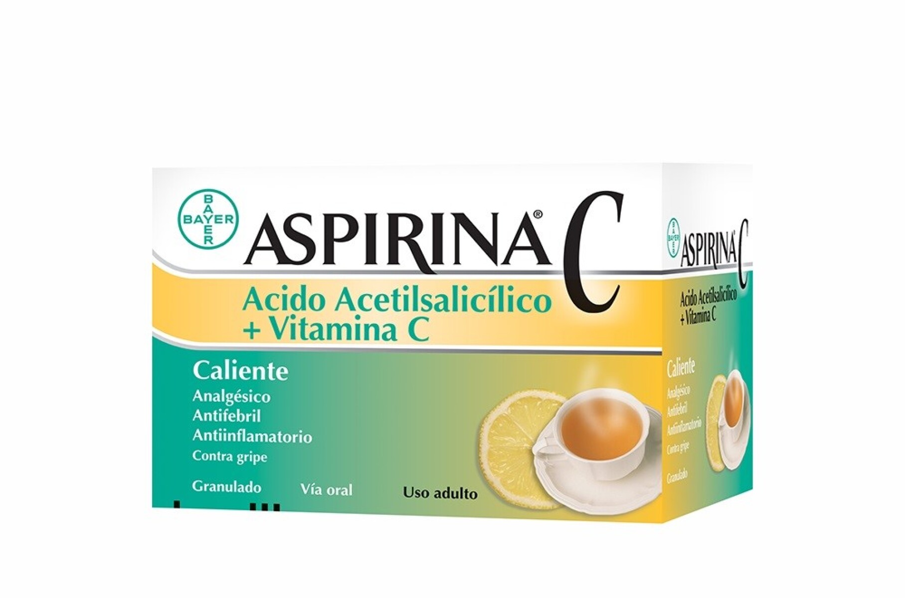 Aspirina C Caliente con Vitamina C x 1 Sobre – Analgésico y Antifebril Sabor Limón 