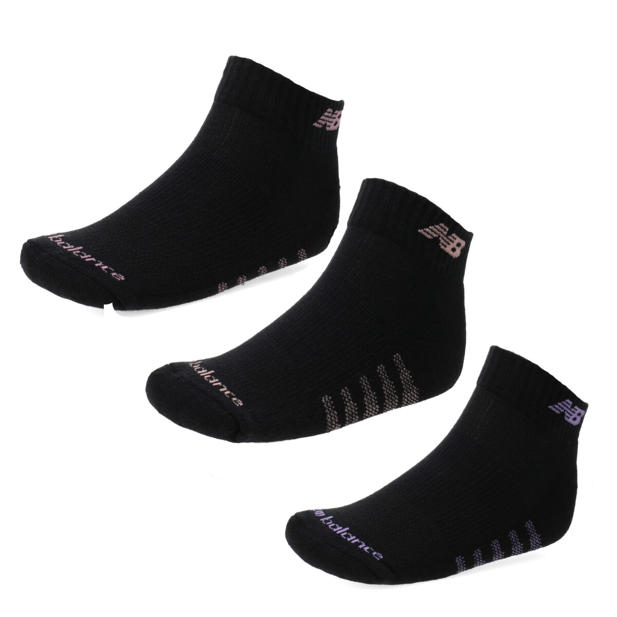 Medias Unisex New Balance Medias X3 Quarter New Balance - Negro - Rosa - Violeta 