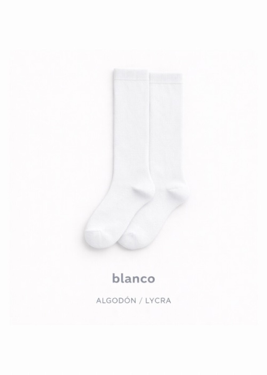 Calcetín alto liso blanco - Blanco 