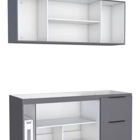 Mueble de cocina bajo mesada gris y aéreo 150 cm Cisne Mueble De Cocina Bajo Mesada Gris Y Aéreo 150 Cm Cisne