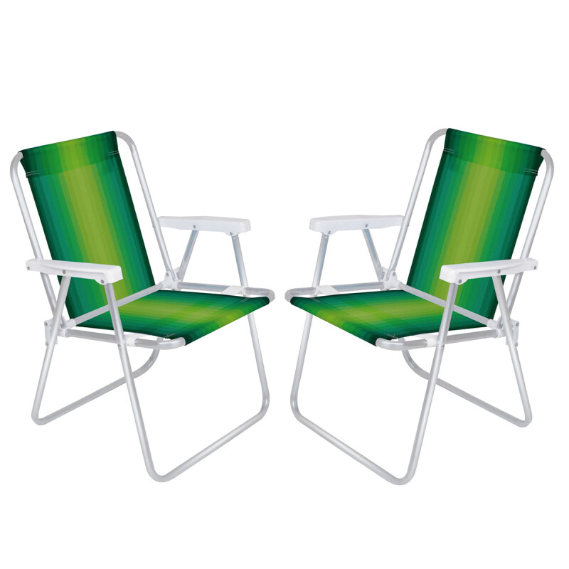 Set X 2 Sillas Altas Aluminio Clásica A Rayas VERDE