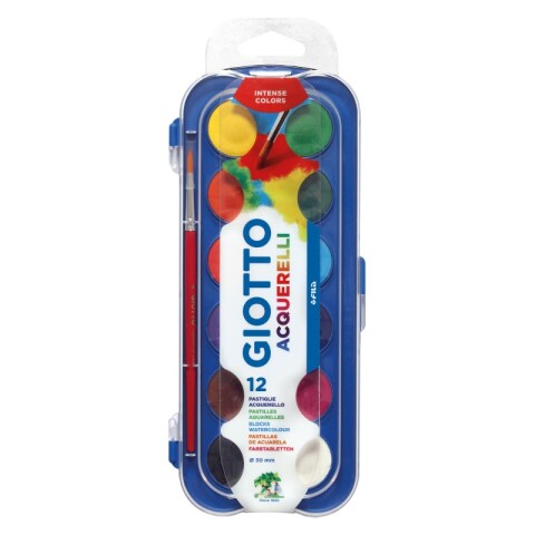 Acuarela Giotto x12 colores 30mm c/pincel-22-0 Acuarela Giotto X12 Colores 30mm C/pincel-22-0