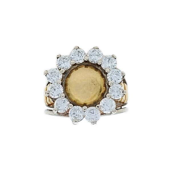 Anillo Girasol-Plata y Oro-Piedra Zirconia-AN5287 conpiedra
