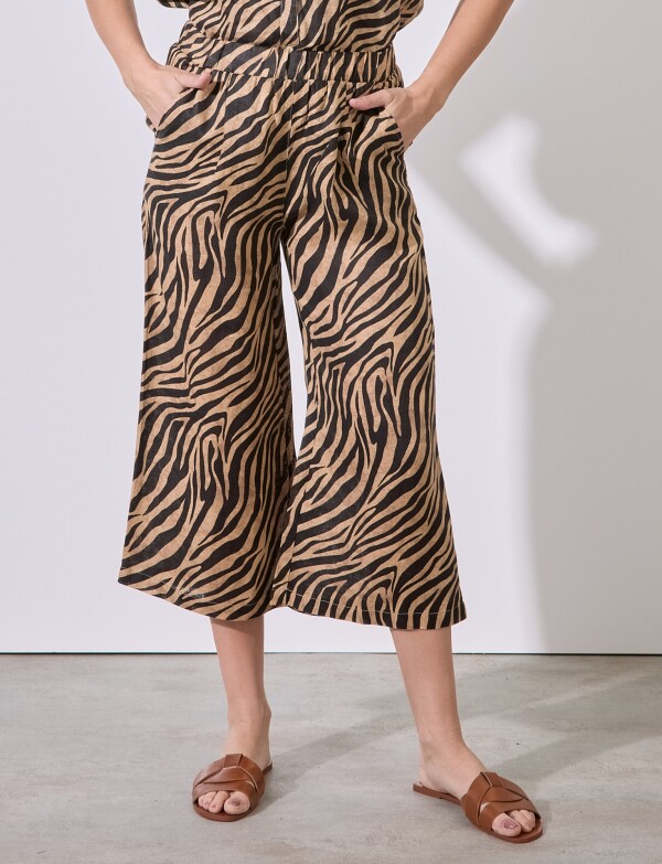 Pantalon Lino Wild NEGRO/BEIGE