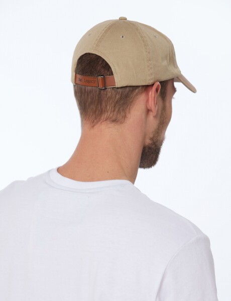 GORRO VISERA DE LONA CON PARCHE DE CUERO Beige