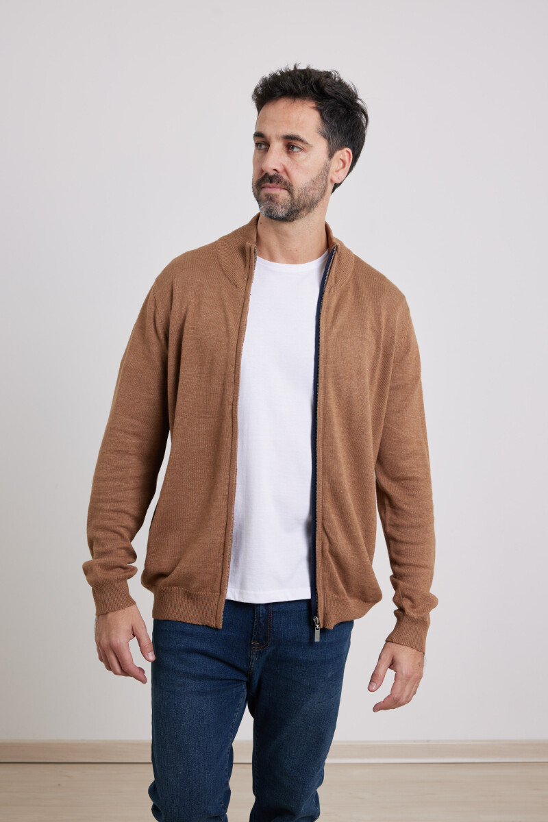 CARDIGAN HARRINGTON LABEL - Camel 