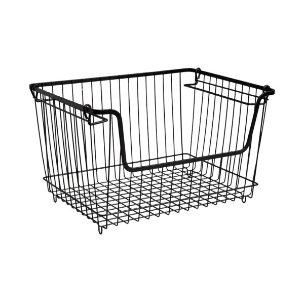 Canasto Apilable Multiuso IMBACK – Metálico Color Negro, Ideal para Cocina, Baño o Almacenaje Canasto Apilable Multiuso IMBACK – Metálico Color Negro, Ideal para Cocina, Baño o Almacenaje