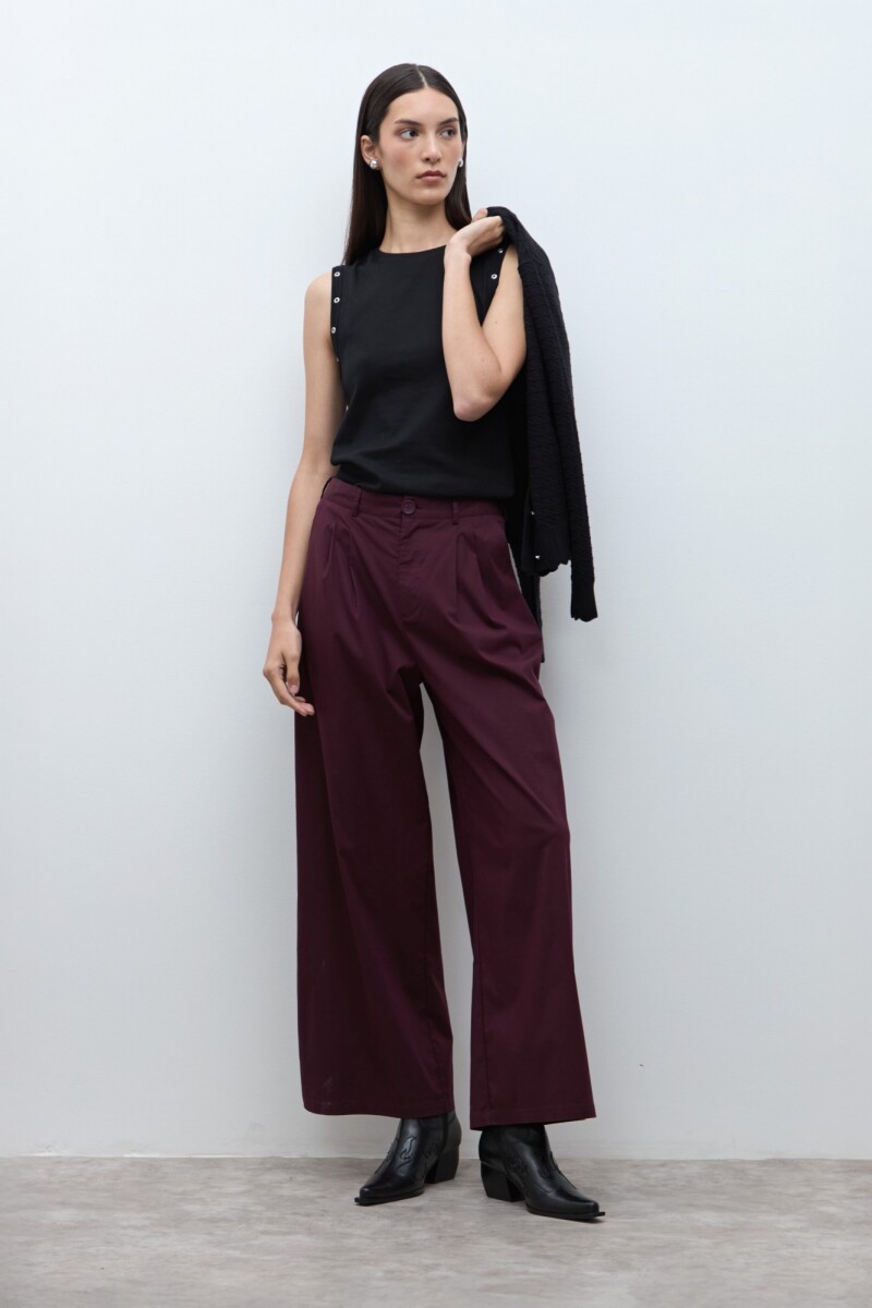 Pantalón pinzado - ciruela 