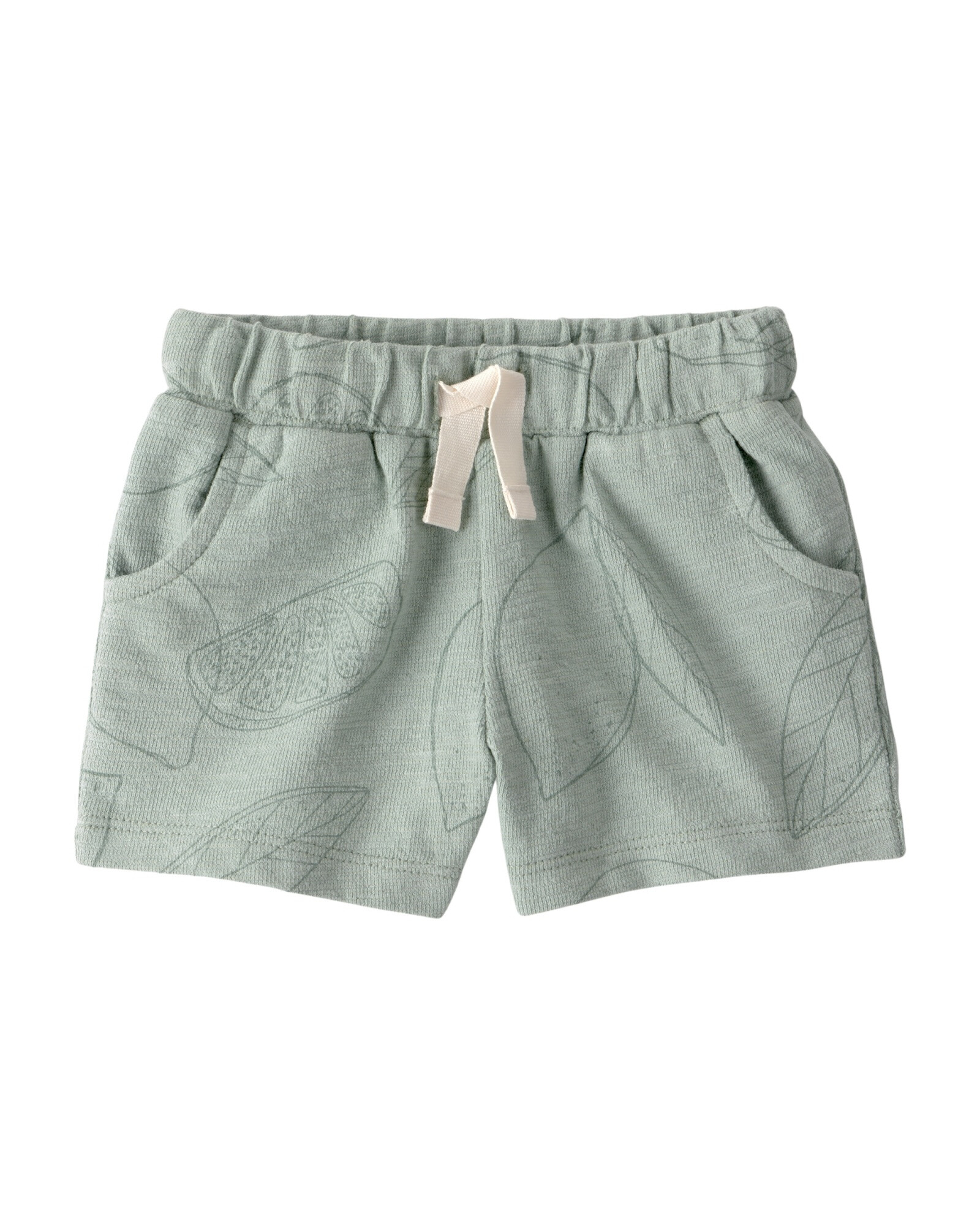 Set dos piezas de algodón orgánico, short y remera, verde, diseño cítricos Sin color