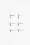 Set caravanas pins strass dorado