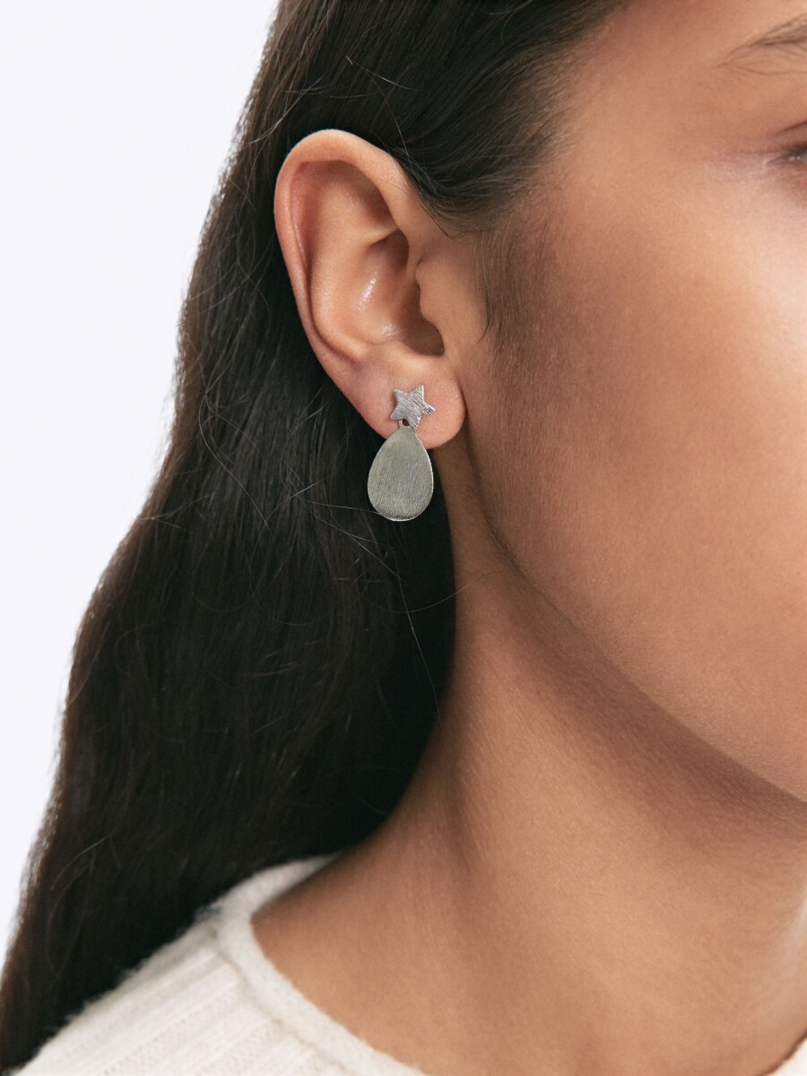 Pendientes Ovalados Con Estrella plateado