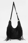 Cartera bandolera suede con flecos negro