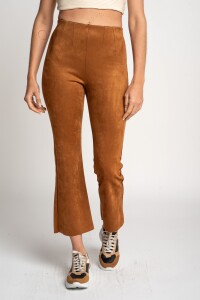Pantalon Gamuza Cuero Vegano Camel