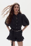 Camisa Bubble en Lino Negro