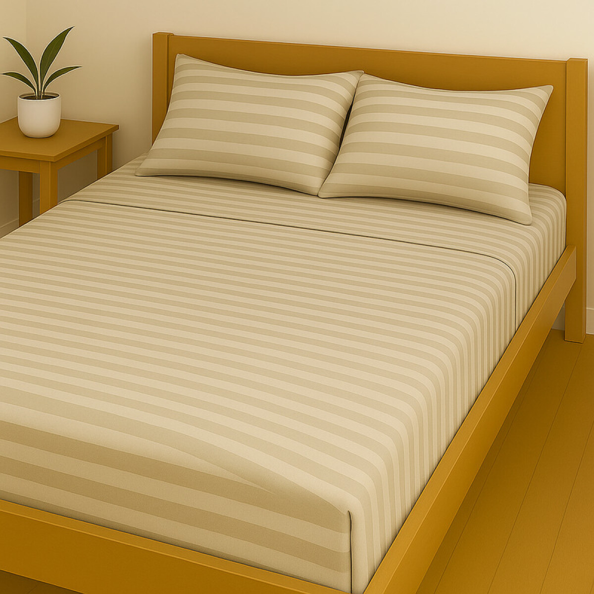 Juego de Sábanas Queen SAB-MICRO Beige Taupe (3 Piezas) – 245×225 + 2 Fundas 50×70 | Suavidad, Diseño y Confort 