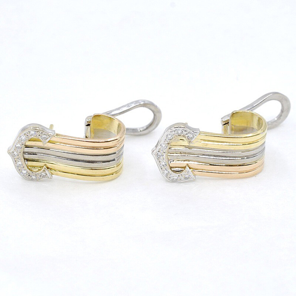 Caravanas En Oro 18K De 3 Tonos Con Brillantes Caravanas En Oro 18K De 3 Tonos Con Brillantes