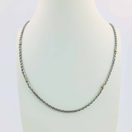 Cadena de plata 925 y double en oro 18 ktes, ESPIGA, 45 cm. Cadena de plata 925 y double en oro 18 ktes, ESPIGA, 45 cm.