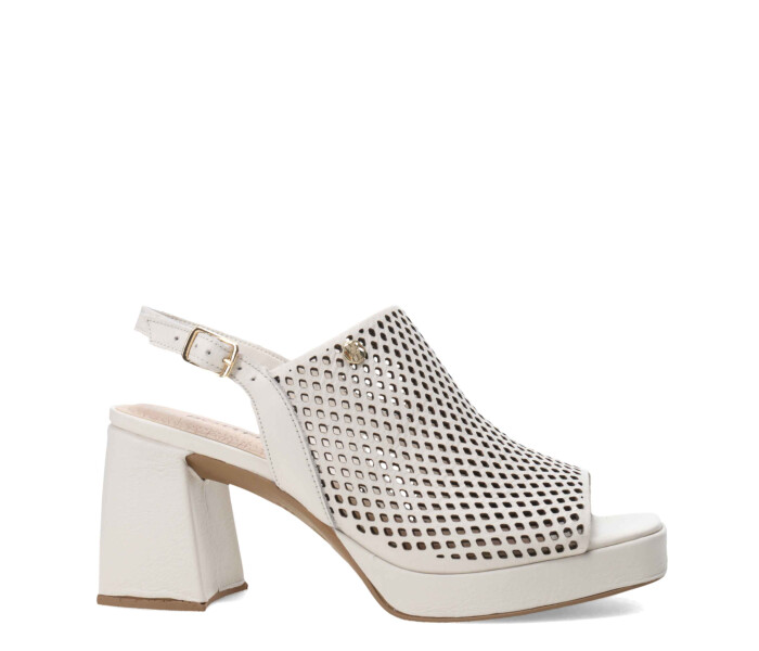 Sandalia con taco alto y plataforma Offwhite