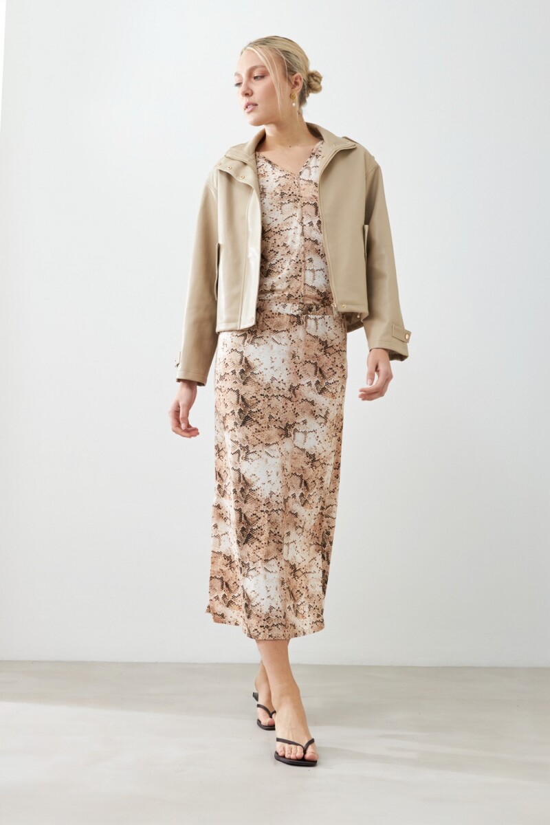 Maxi falda animal print - beige 