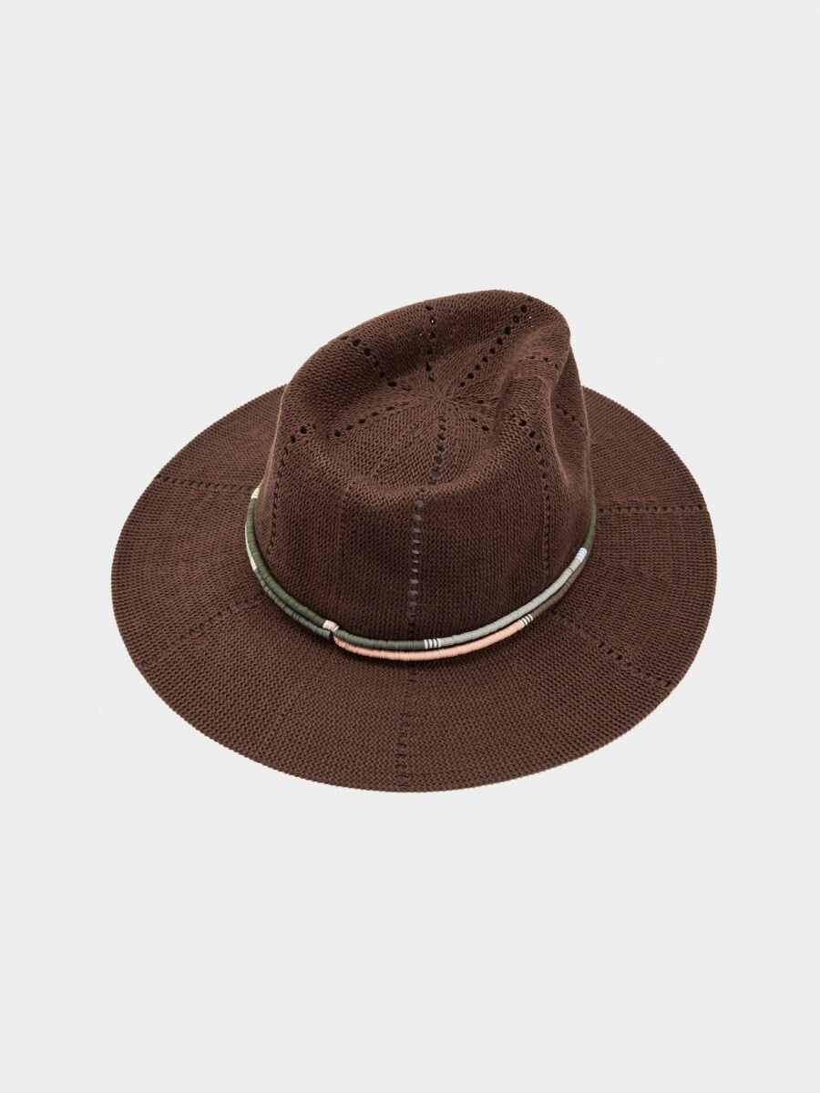 Sombrero De Punto Con Detalle De Cuentas marron