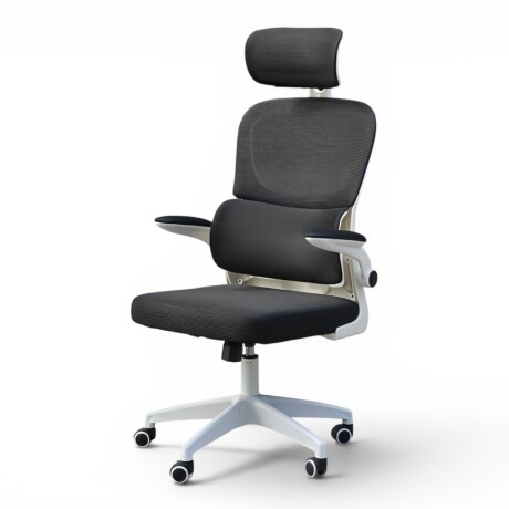 SILLA DE OFICINA ERGONÓMICA RECLINABLE CON APOYACABEZAS NEGRO