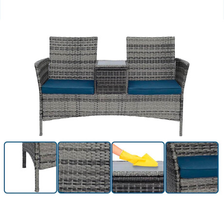 Sillón Ratán Jardín 2p C/Mesita Almohadones Patio Sillón Ratán Jardín 2p C/Mesita Almohadones Patio