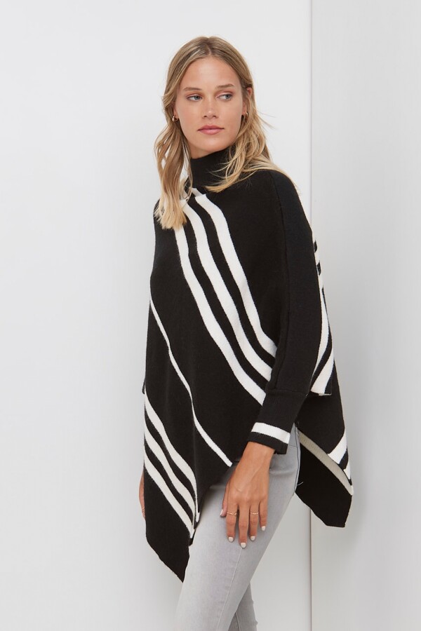 Poncho Lineas NEGRO/BLANCO