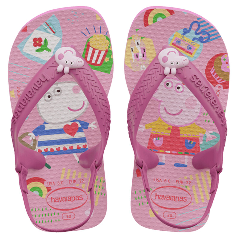 Sandalias Infantiles Havaianas Baby Peppa Pig Rosa - Dorado