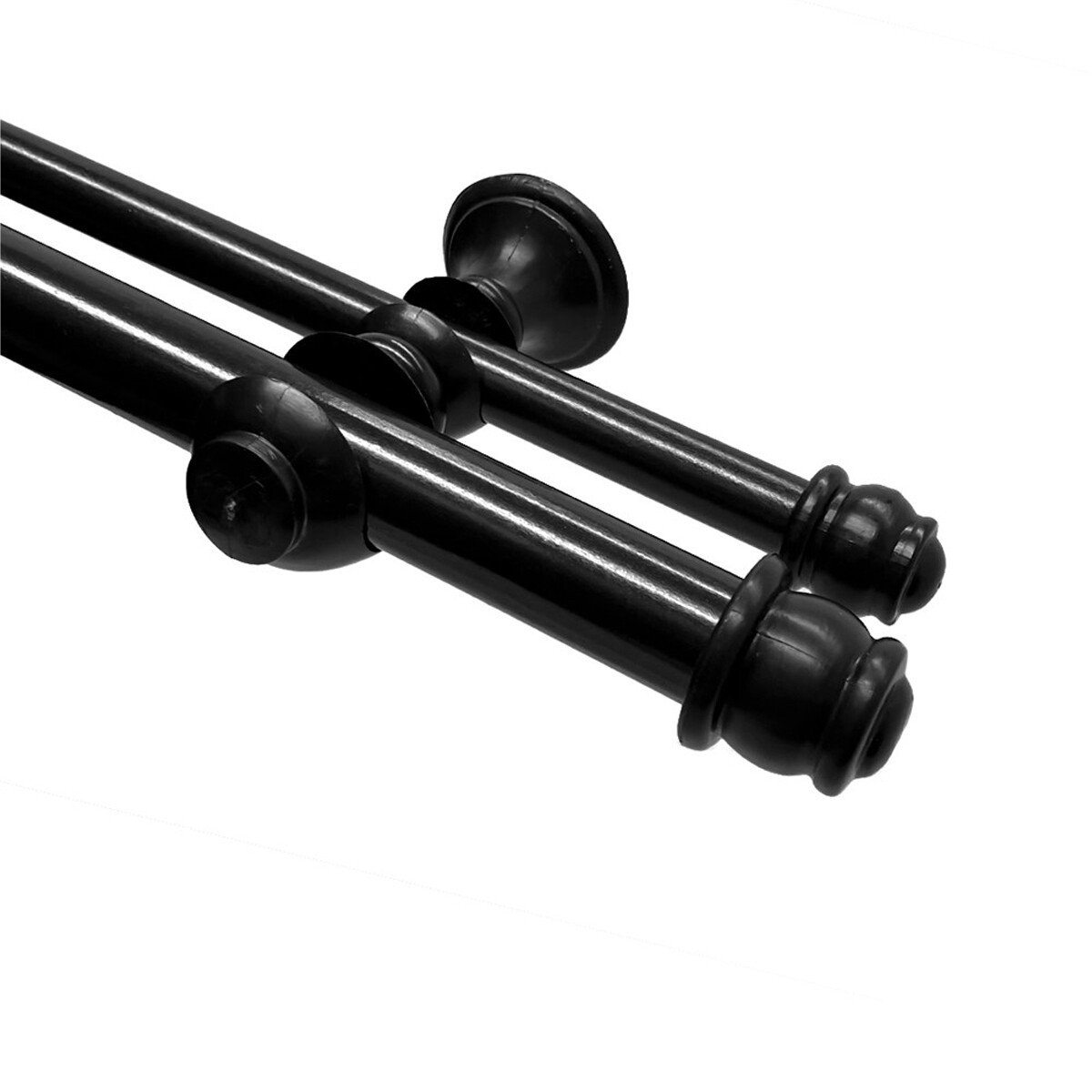 Barrote cortina doble de metal 1,5 m + 2 Soportes - NEGRO 