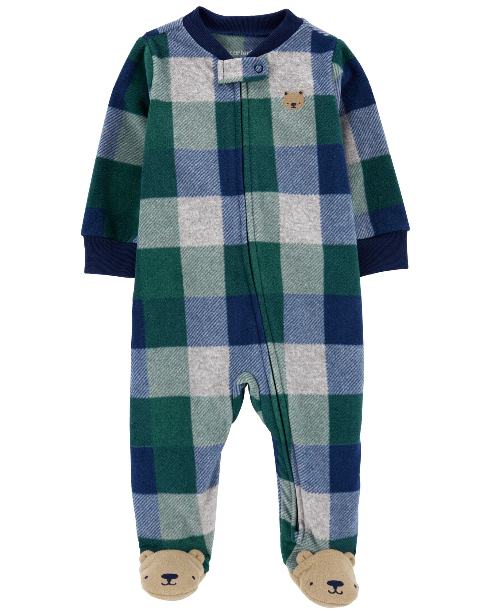 Pijama uno pieza de micropolar, con pie, diseño oso Sin color