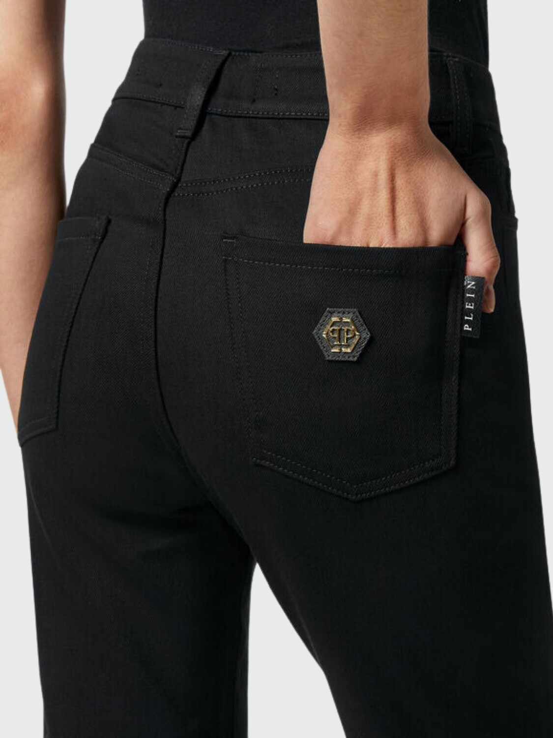 PHILIPP PLEIN - pantalones acampanados de mezclilla negros Negro