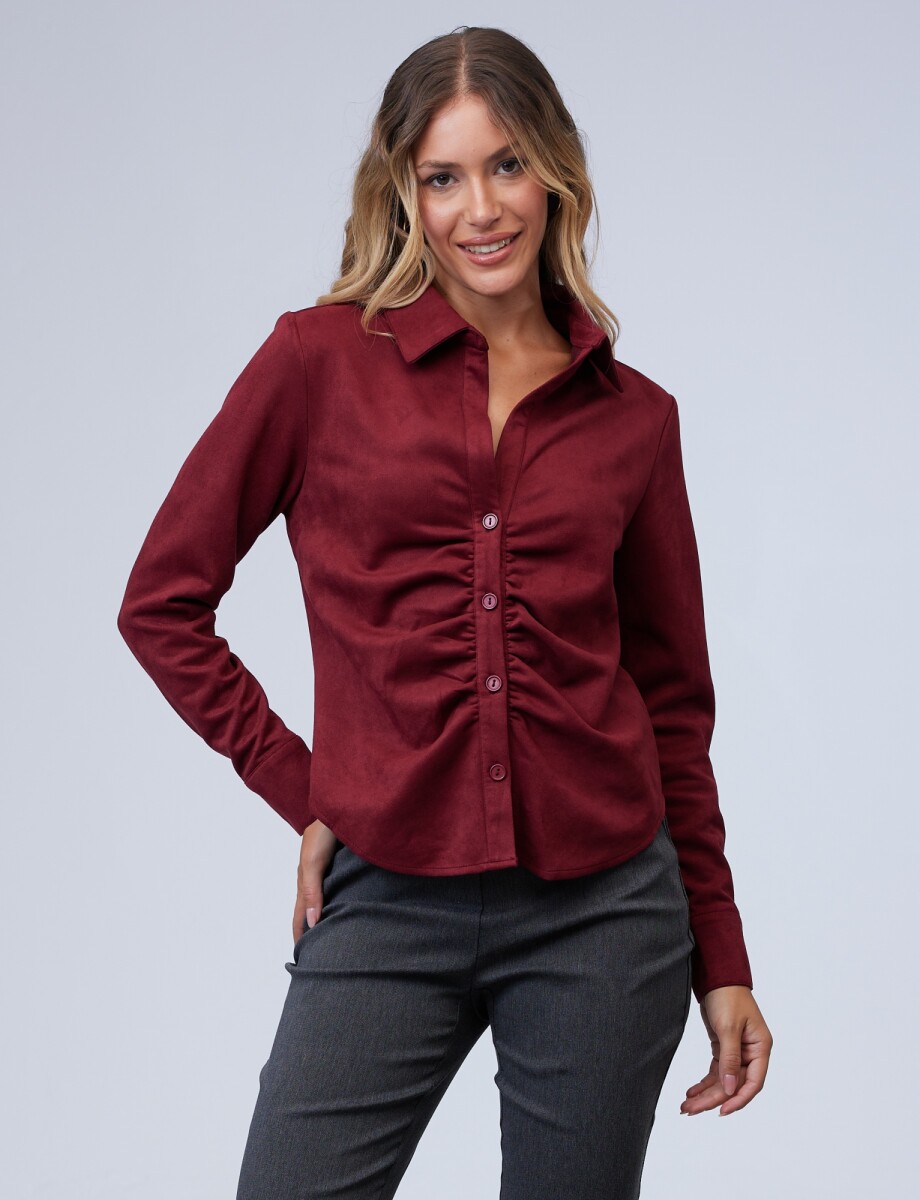 Camisa Suede Frunce - Bordeaux 