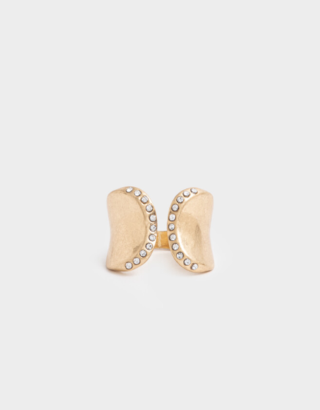Anillos Medianos y Grandes Strass Anillo Con Strass - Dorado