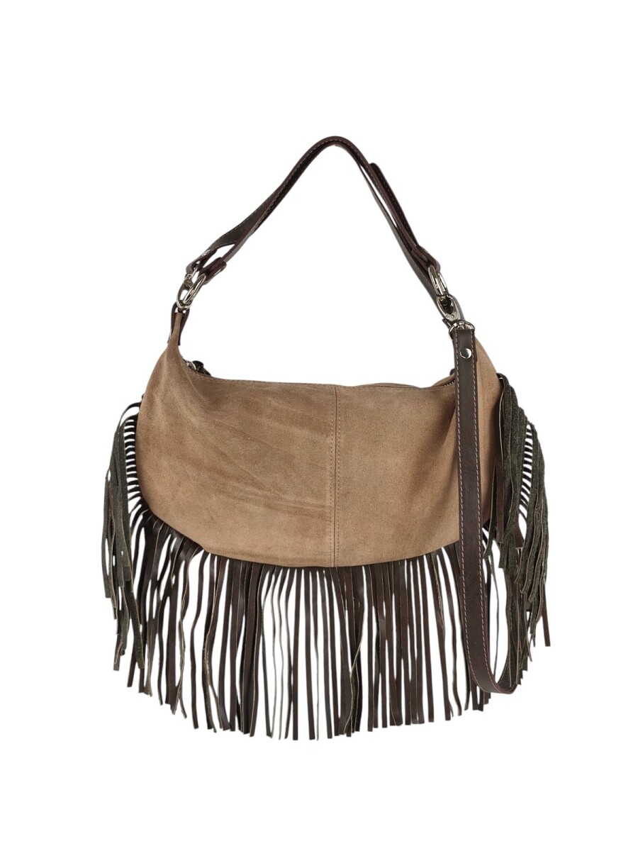 Cartera con flecos - Tostado 