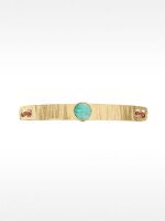 Pulsera De Piel Con Placa Y Piedra azul