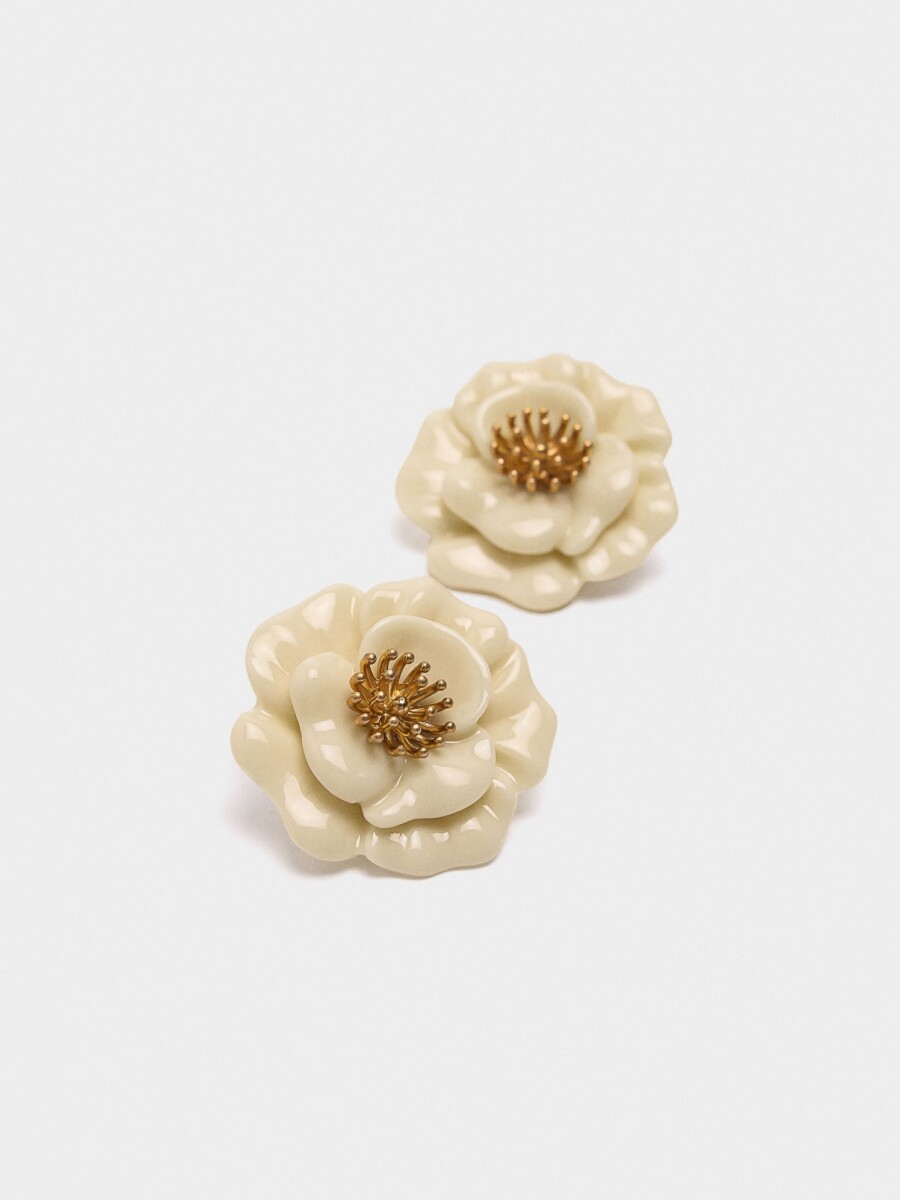 Pendientes Maxi Flor De Resina beige