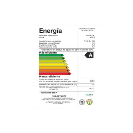 TERMOTANQUE JAMES 110 Lts. TANQUE COBRE TERMOTANQUE JAMES 110 Lts. TANQUE COBRE