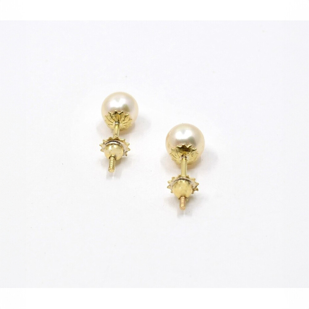 5.5 Mm Caravanas En Oro 18K Y Perlas De Cultivo 5.5 Mm Caravanas En Oro 18K Y Perlas De Cultivo