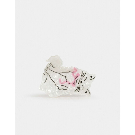 Broche Acrílico Animalito Blanco Crudo