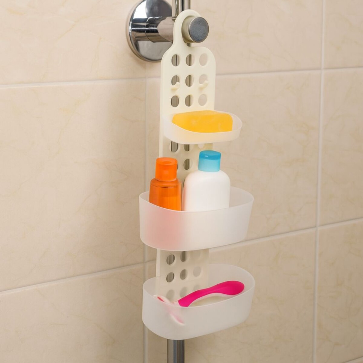 ESTANTES PARA DUCHA CON PERCHA - Blanco 