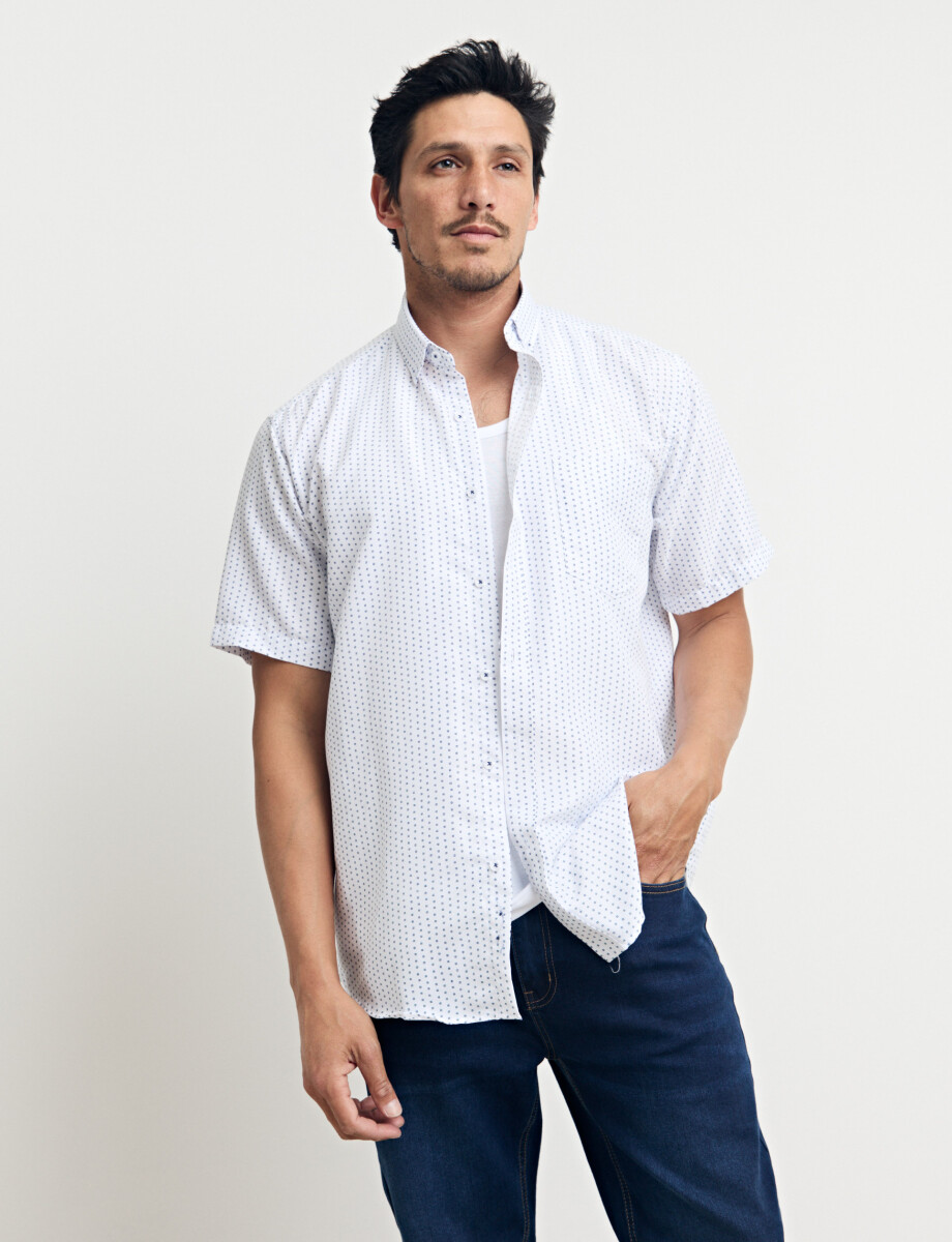 012661 CAMISA HARRINGTON LABEL Blanco/negro