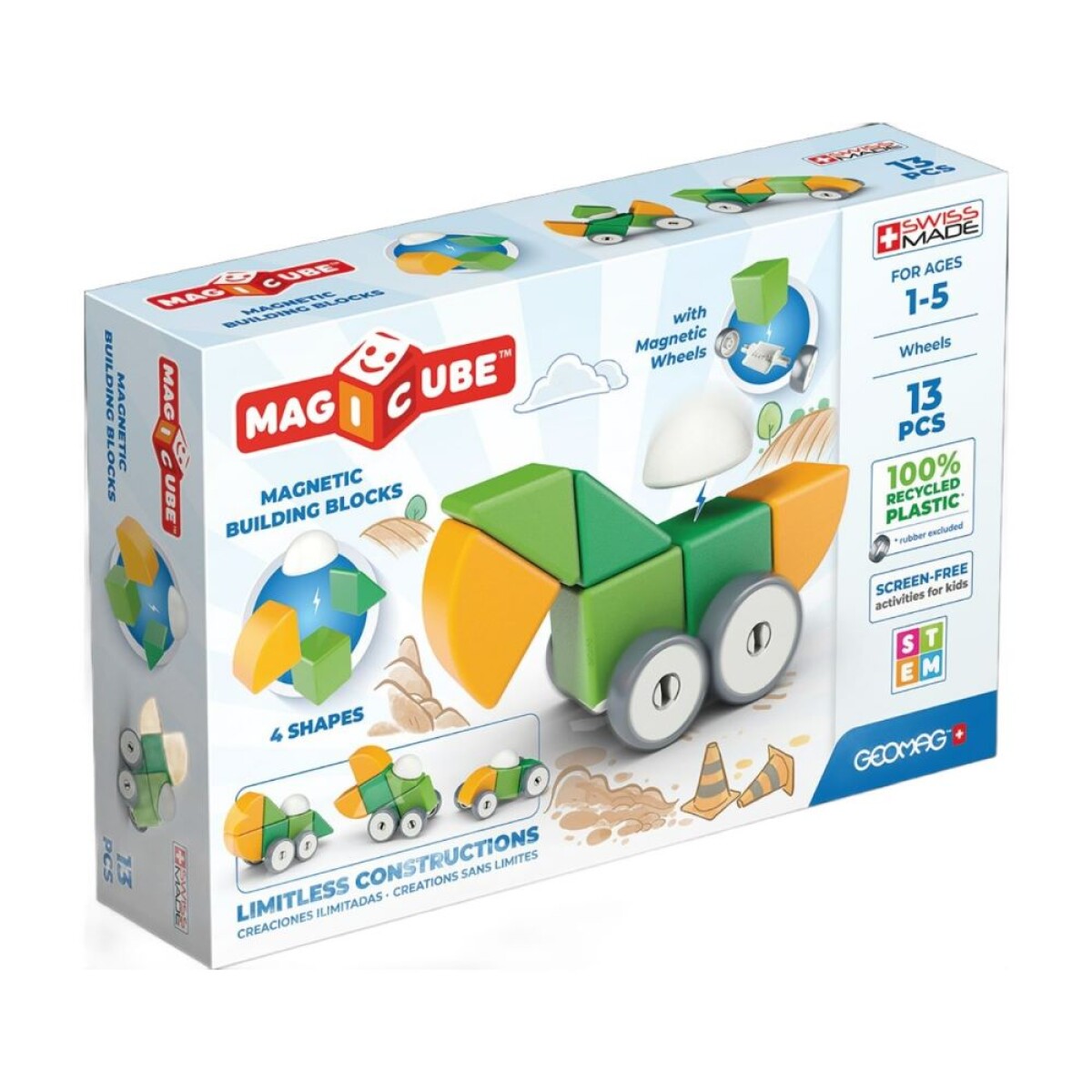 Juego cubos magnéticos con rueditas 13pcs 