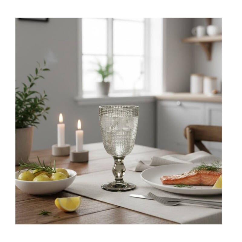 Copa de Vino Selecta Muselina de Vidrio Gris 240 ml COPA DE VINO VIDRIO 240ML GRIS MUSELINA