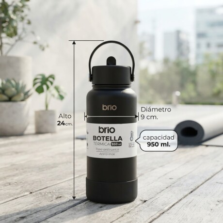 Botella Térmica Brio 950ml Acero Inox Negro