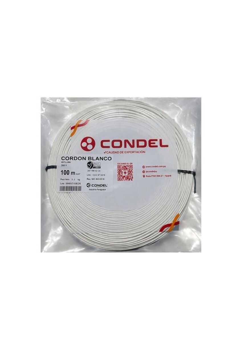 CABLE CORDON 2X1,00MM2 BL CONDEL 