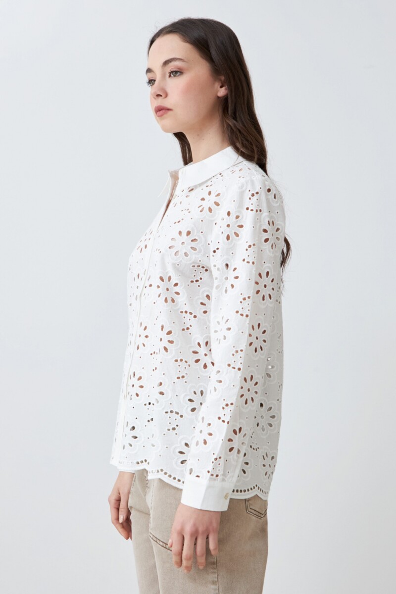 Camisa de broderie blanco