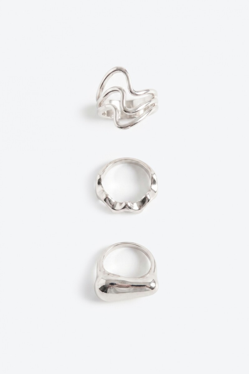 Set de tres anillos bold - plateado 
